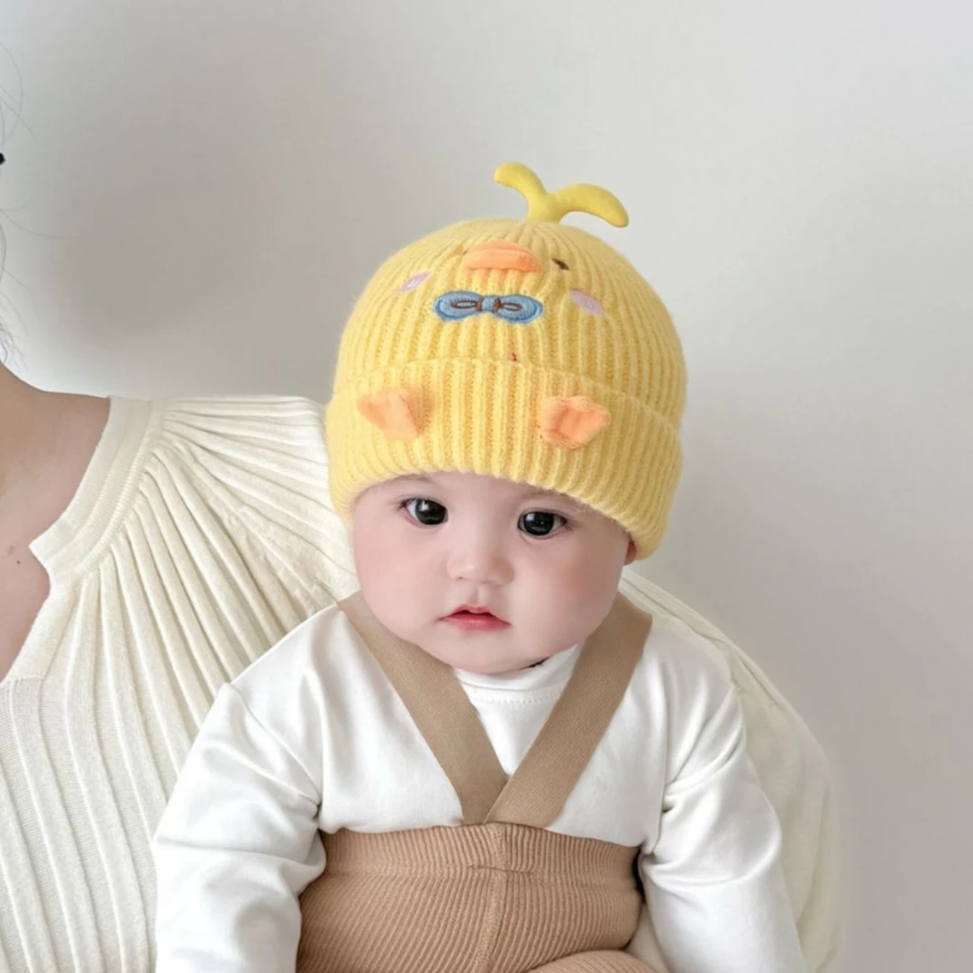 婴儿帽子秋保暖针织帽可爱小月龄男女宝宝防风帽婴幼儿毛线帽