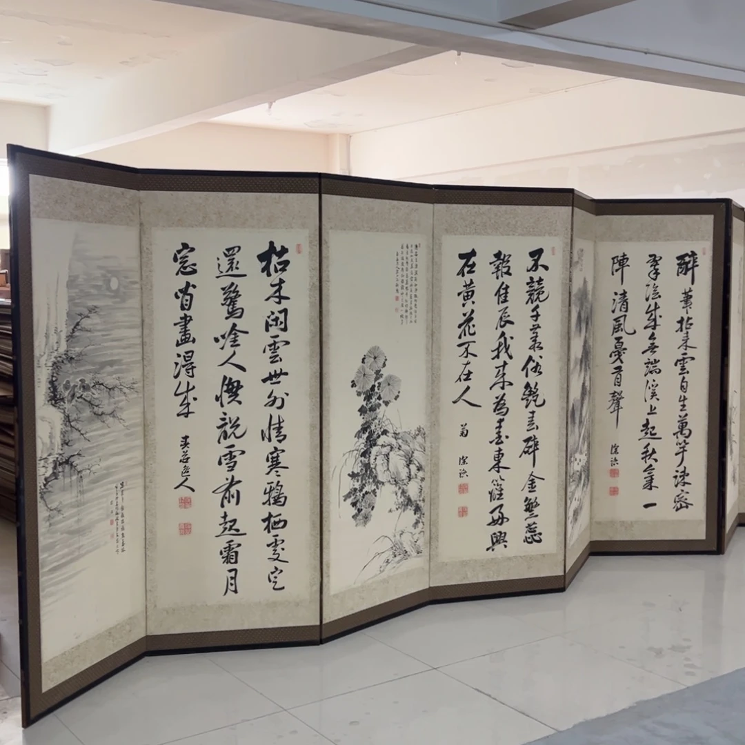 绘画屏风框画茶空间设计