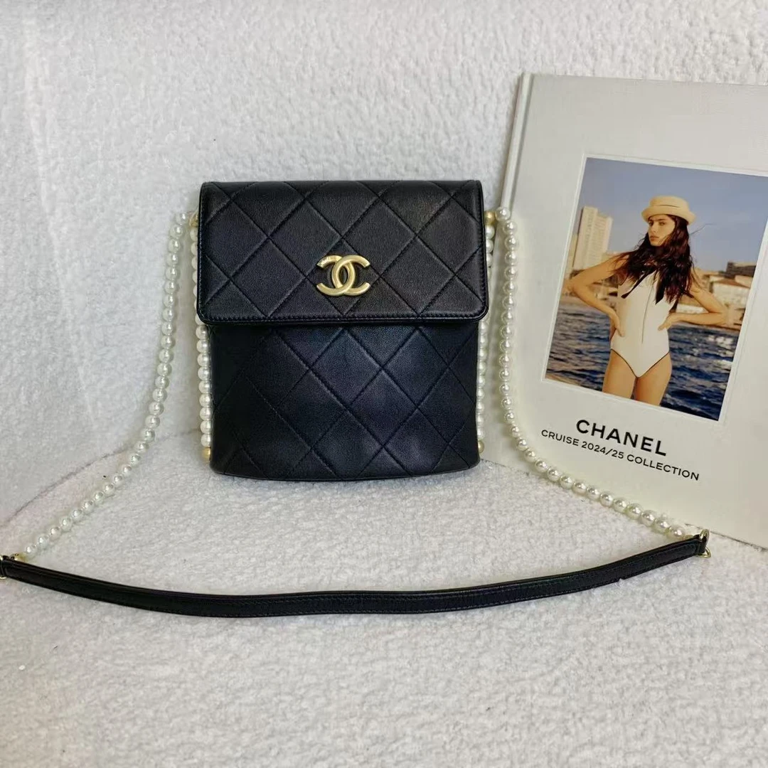 99新 Chanel/香奈儿 壹臻/Chanel 黑金珍珠hobo包/26346502