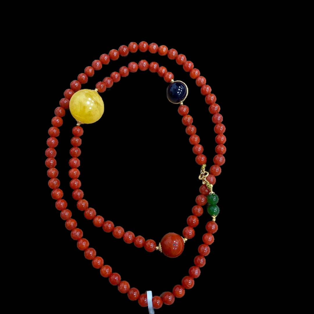 V8100南红18k项链孤品，