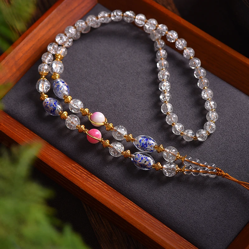 五台山唐卡挂绳手工编织珠珠链吊坠八大守护龙五爷扎基拉姆挂绳