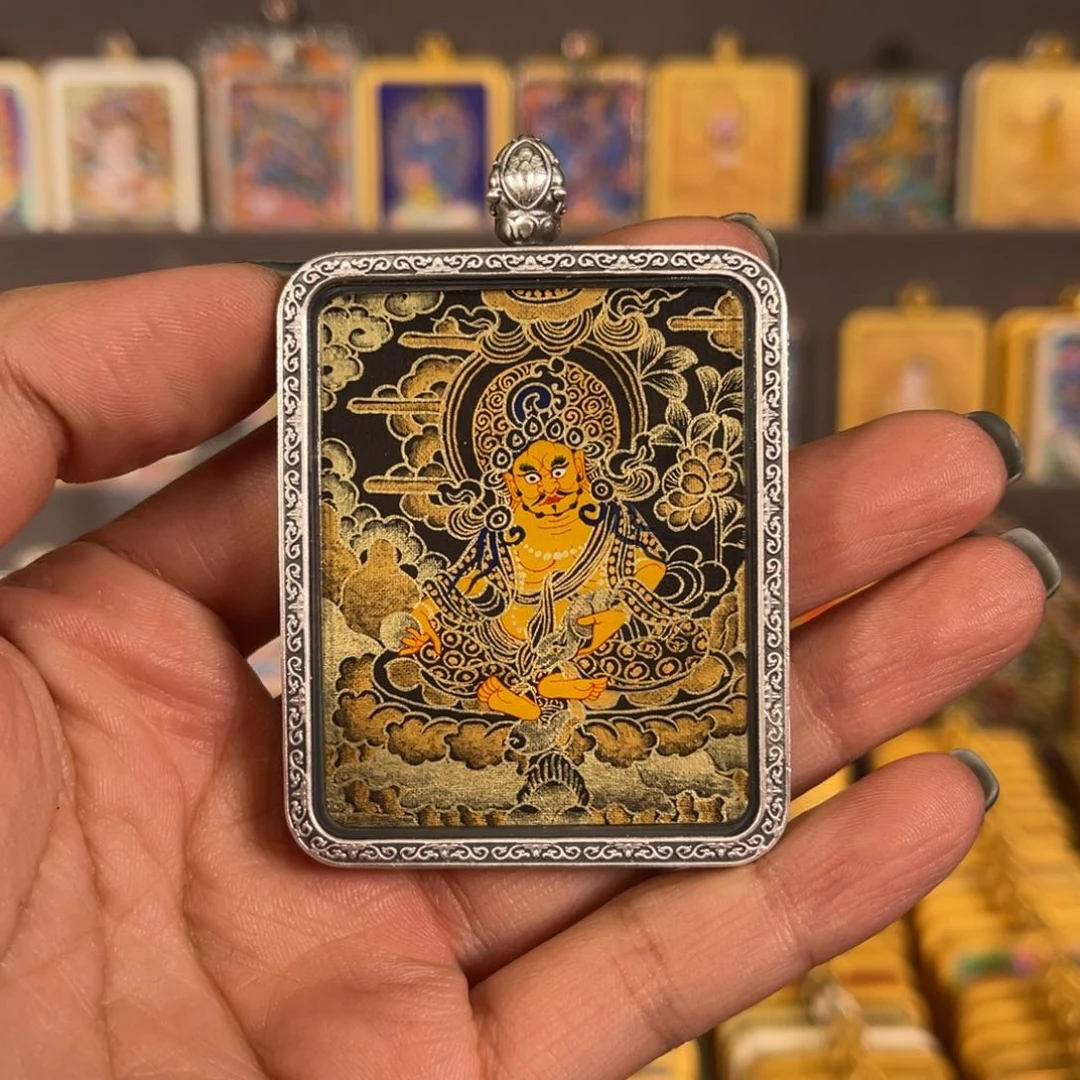 吊坠黄老爷青海热贡唐卡