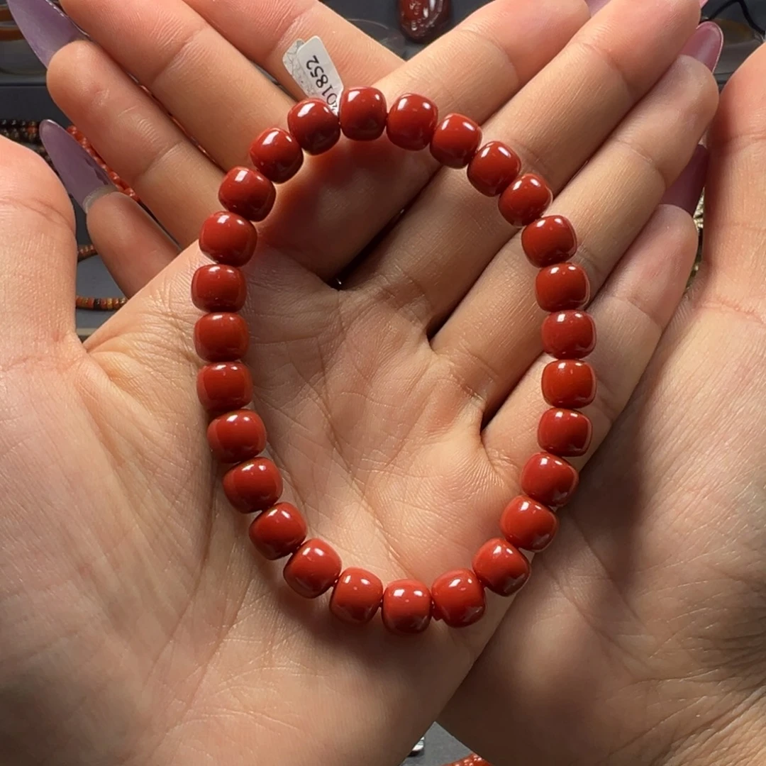 南红玛瑙未镶嵌手串老型单圈柿子锦8mm