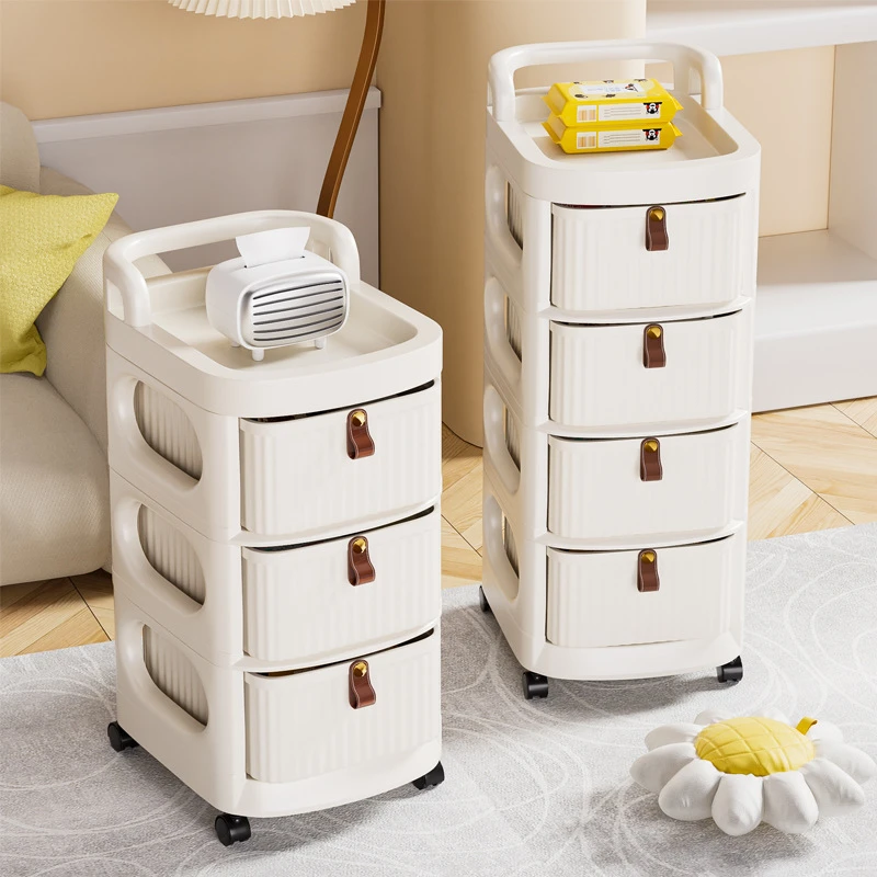 家用收纳柜小推车零食置物架婴儿用品收纳箱可移动落地宝宝玩具储