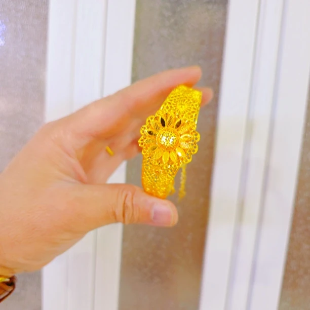 铜合金手镯 铜合金亚克力 新款时尚民族风百搭金色首饰镯子