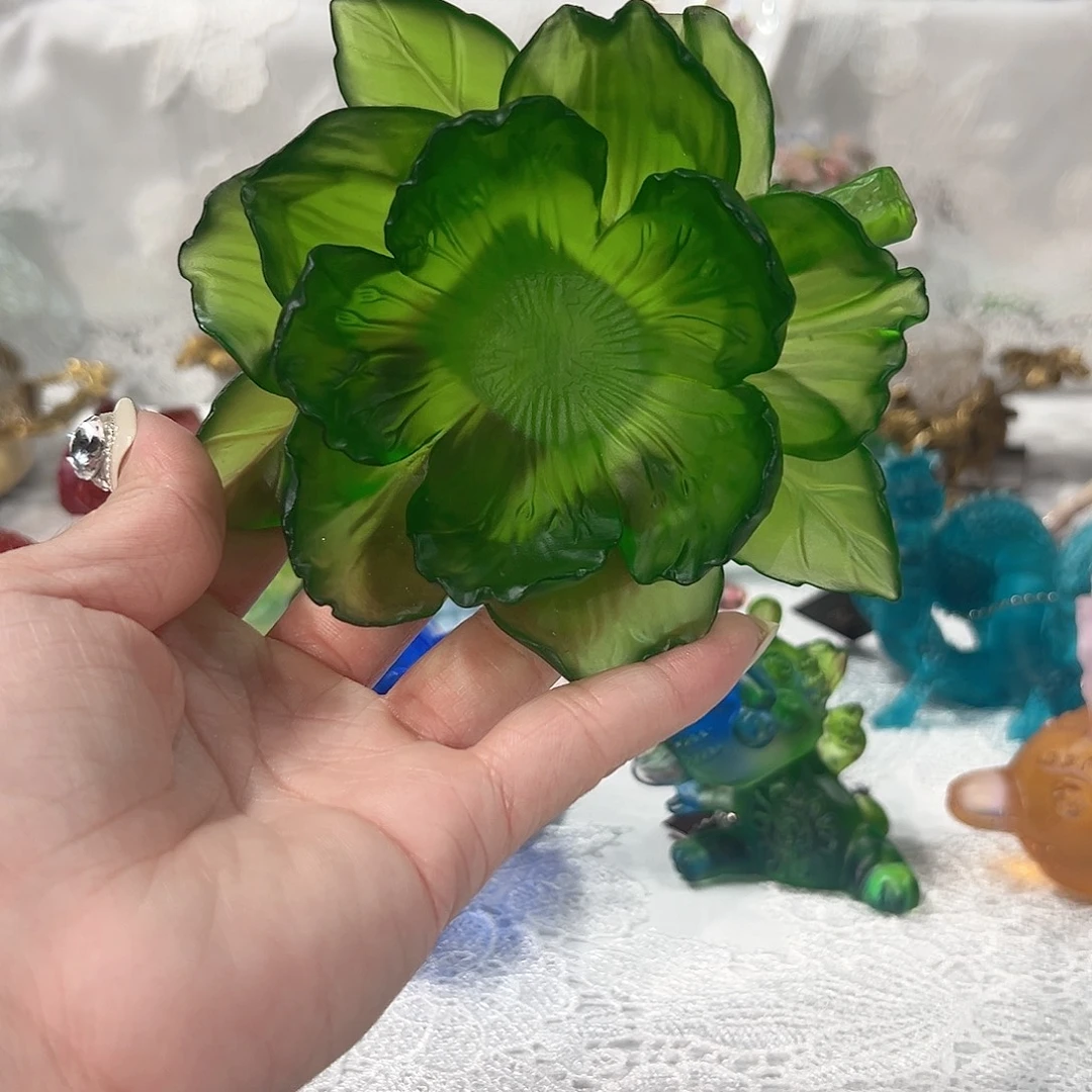 陶瓷QAA396祖母绿芍药花盘