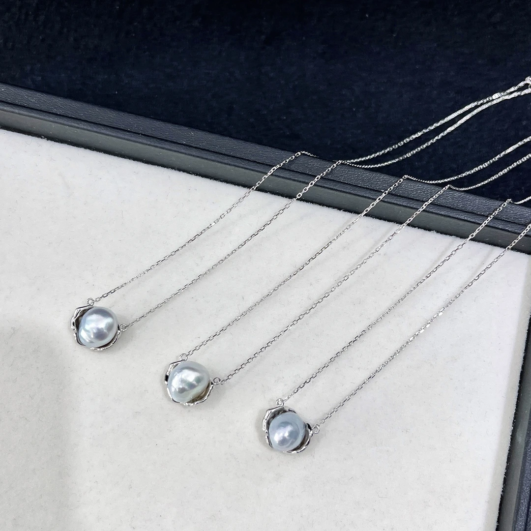 海水澳白巴洛克设计款吊坠 9-10MM S925银 多样性发一 R100