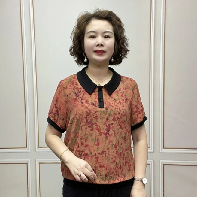 2025夏季百搭中老年女士短袖气质薄款宽松休闲减龄显瘦洋气妈妈装