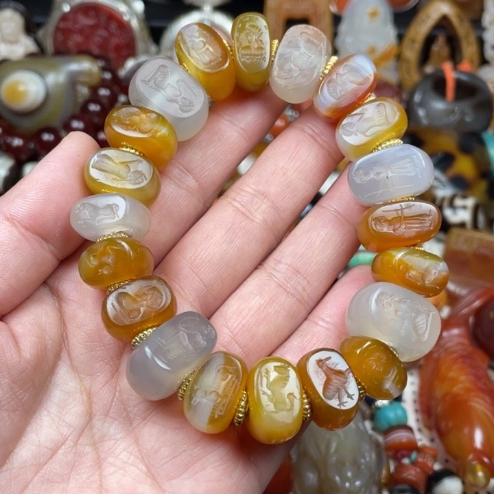 史***黄玛瑙/玉髓未镶嵌颈饰