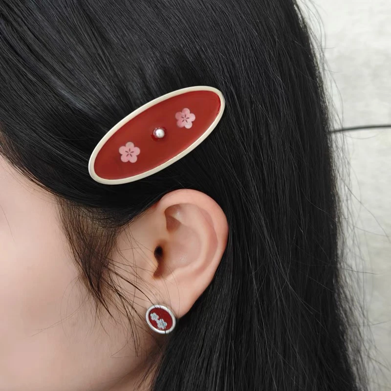 新品海匣大漆螺钿蝴蝶边夹刘海夹小众原创发饰漆艺发夹女