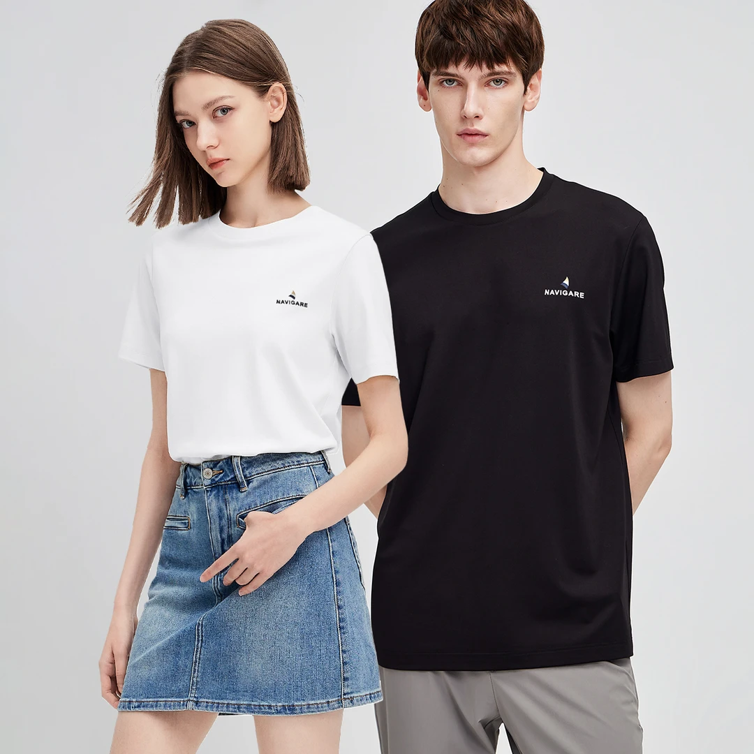 Navigare/纳维凯尔意大利小帆船男士夏季短袖凉感舒适休闲圆领T恤