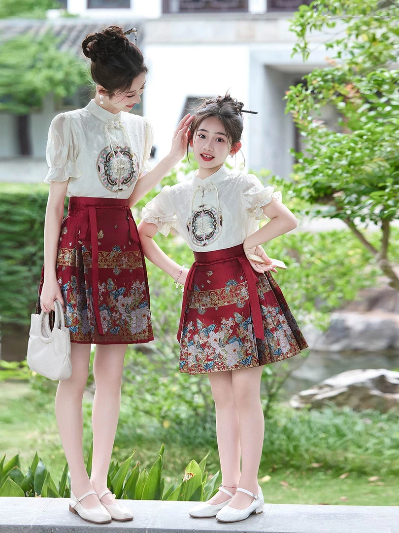 马面裙亲子装母女汉服女童2025新款唐装中国风小公主夏季薄款童装