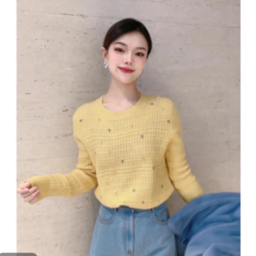 GIRDEAR/哥弟钉珠镶钻宽松外穿针织衫毛衣女1399444-7t19256-005