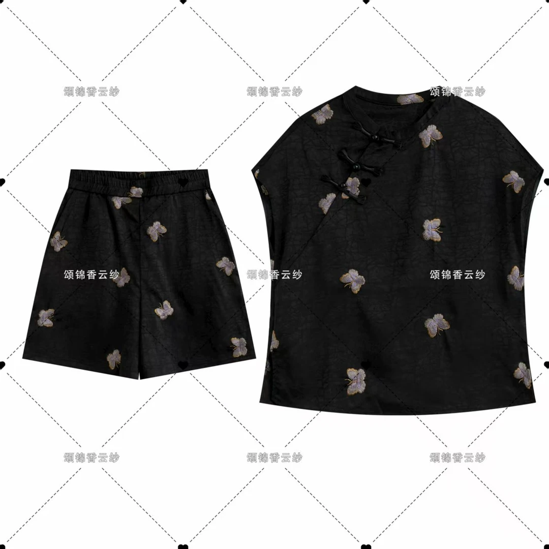【顺】重工刺绣新中式国风刺绣女龟裂纹蝴蝶套装C05