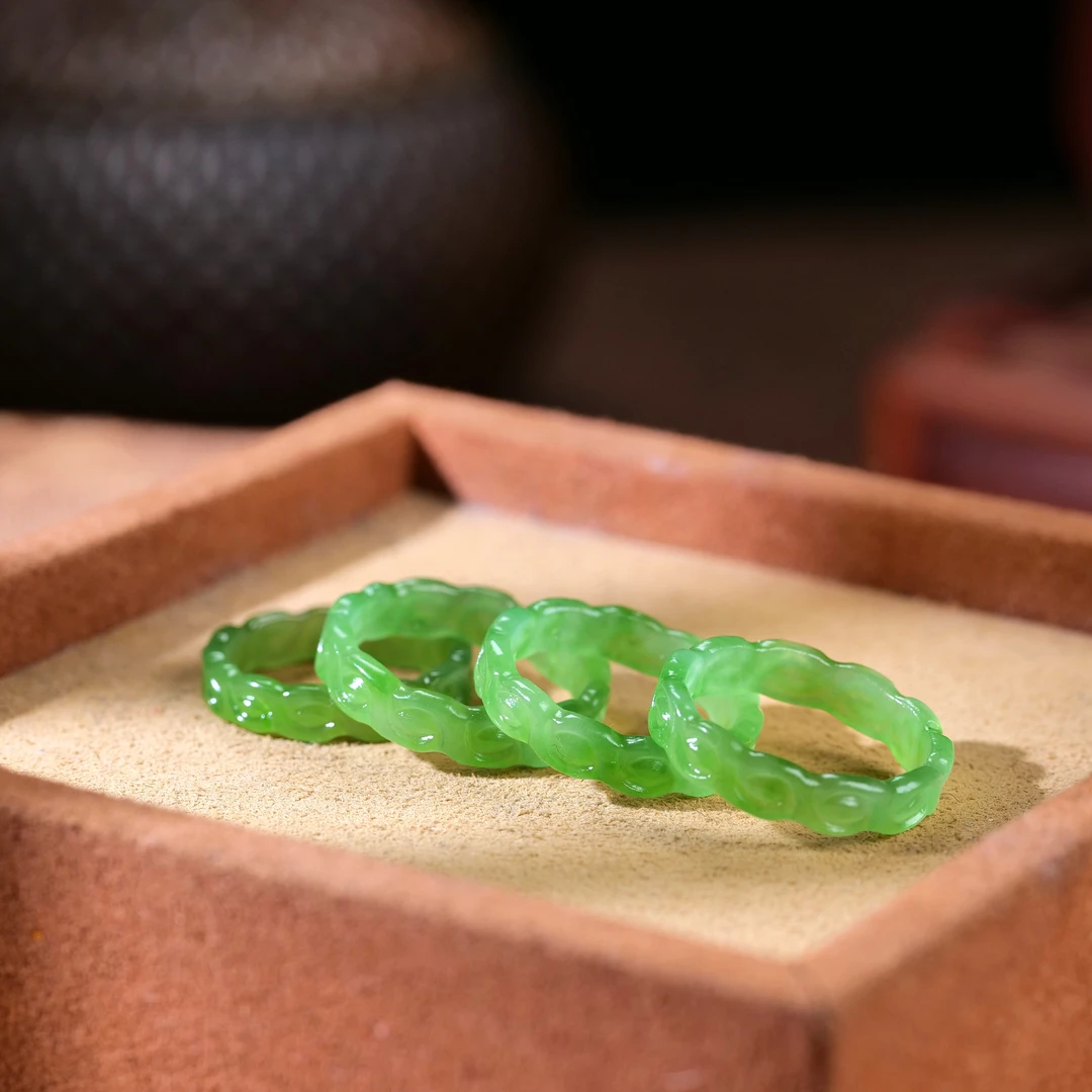 【小雨来了】和田玉碧玉戒指 和田玉戒圈 玉戒指 多样性发一件