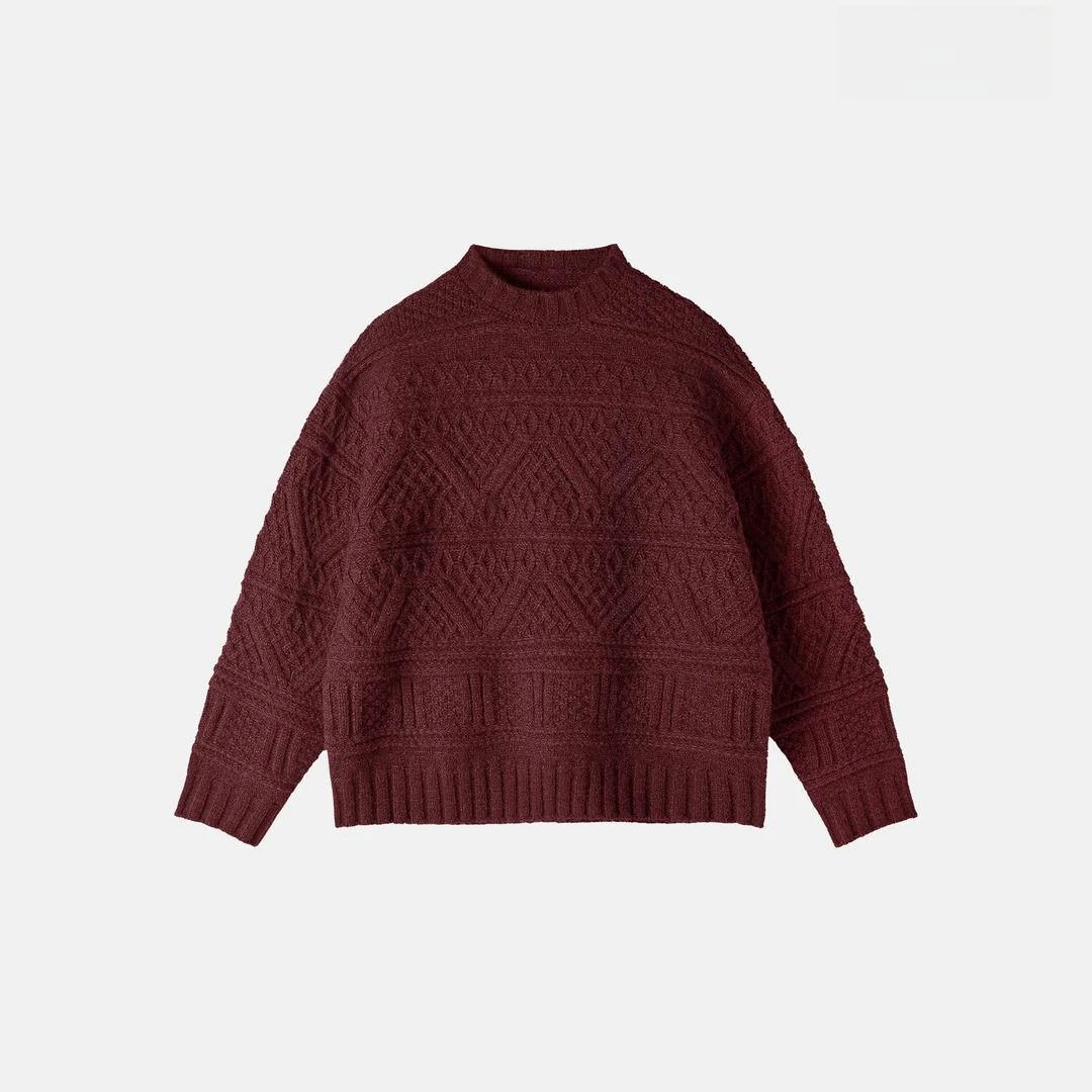 3447冬季新年款红色毛衣男士韩系百搭加厚情侣毛衣复古时尚休闲