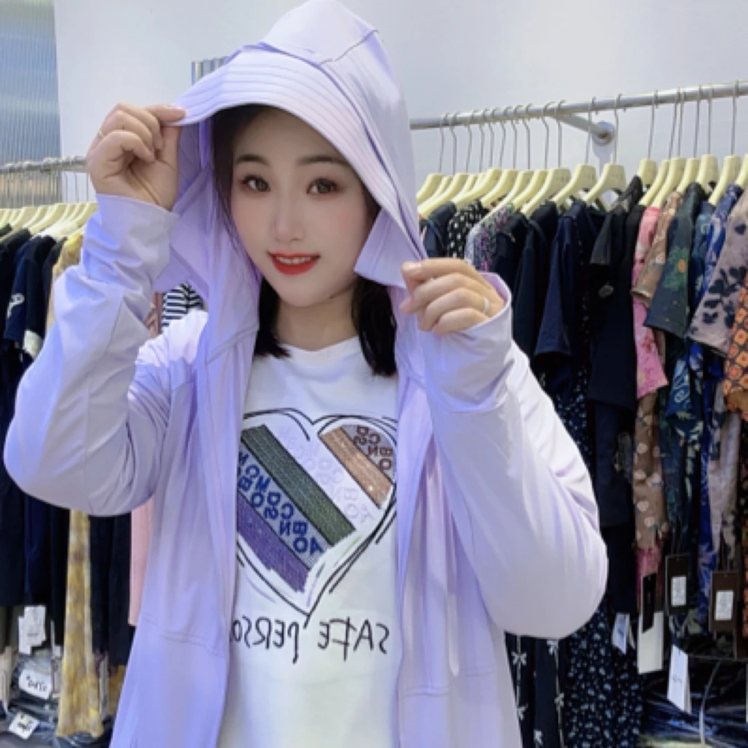 255810防晒薄款女长袖透气连帽短外套