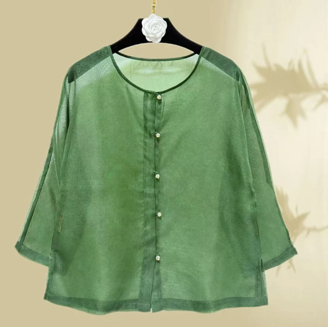 丨草木春山丨 时尚长袖设计师圆领休闲防晒百搭