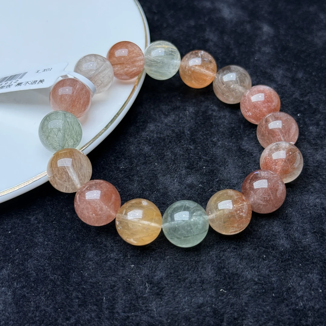 晶匠天然彩发晶手串13mm+多样性发一 编号-X26912