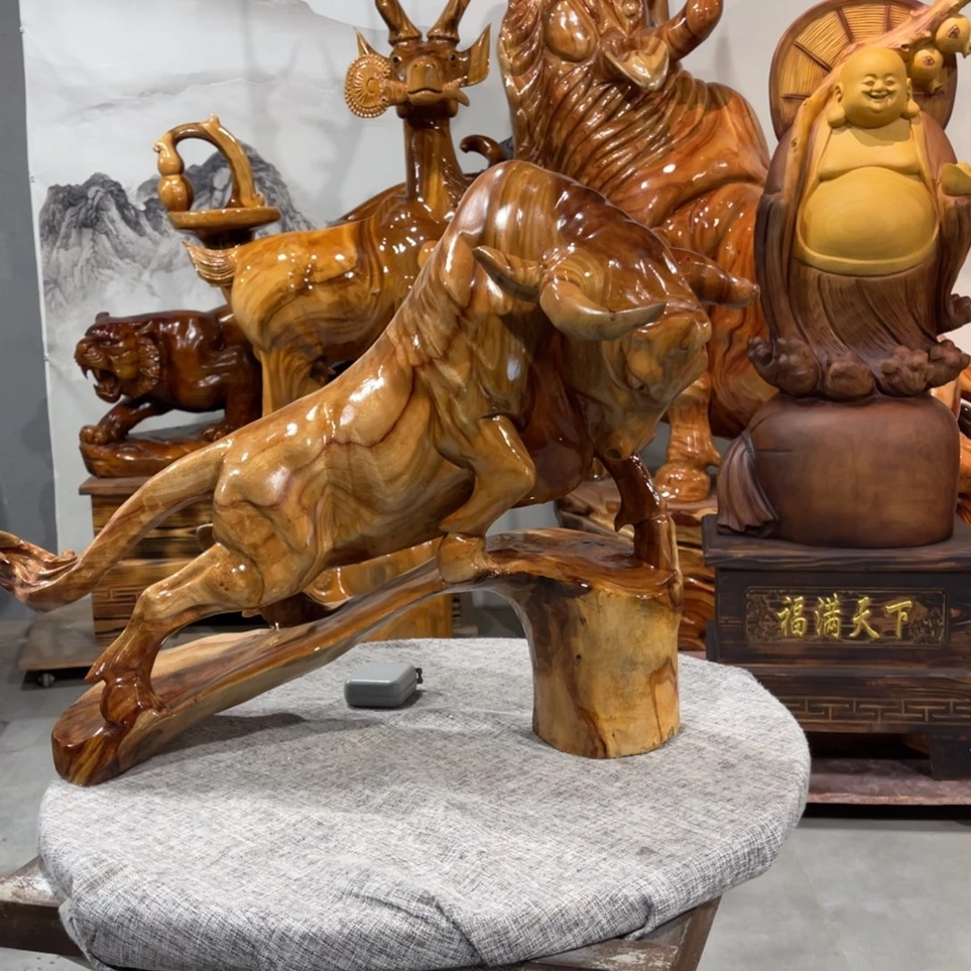 快***增香樟木香樟木手工雕刻牛