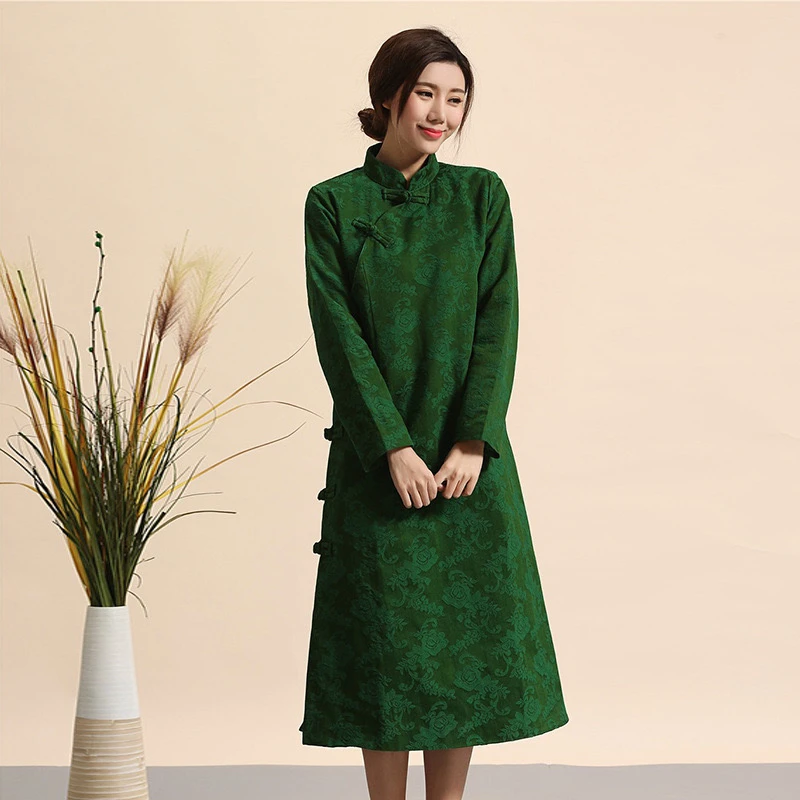 2025春新款女复古文艺暗纹提花花边长袍温婉可人宽松显瘦百搭-247