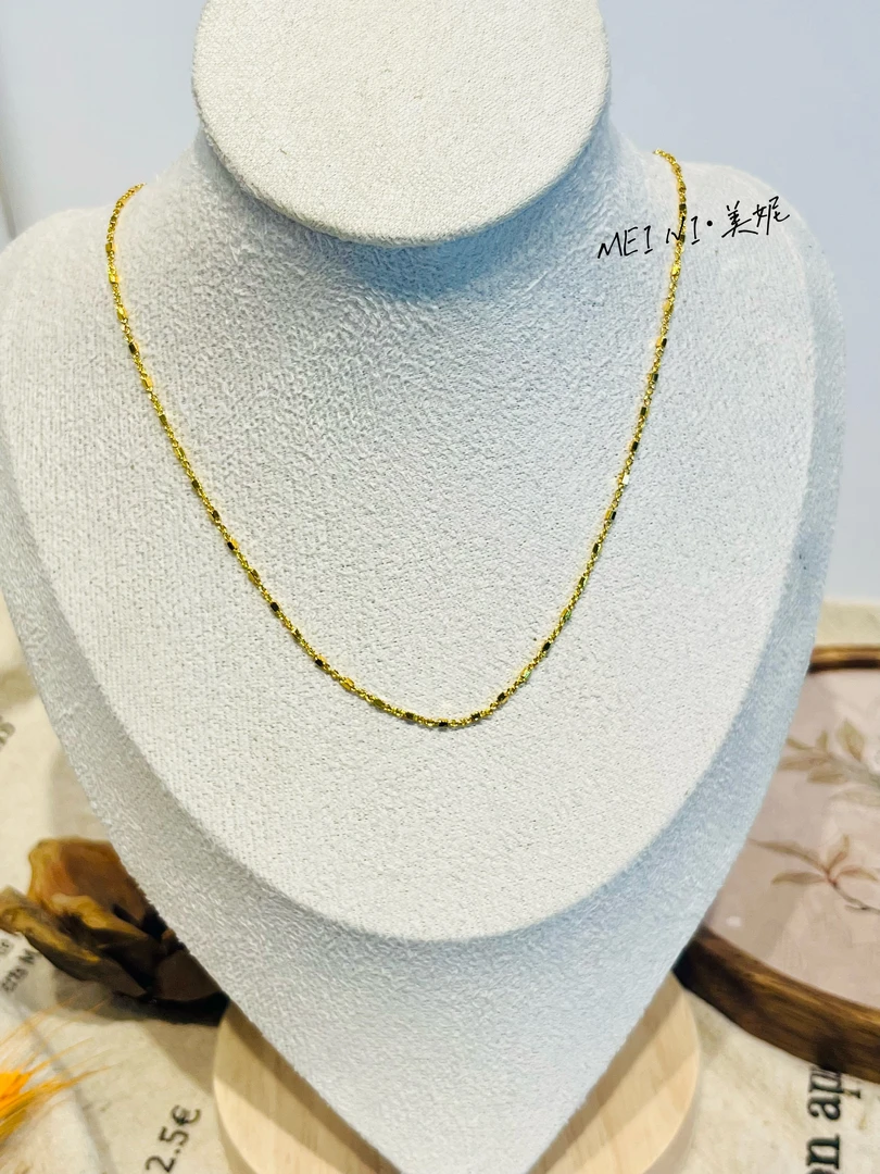 新中式爆闪小方块项链新款手工洋气百搭