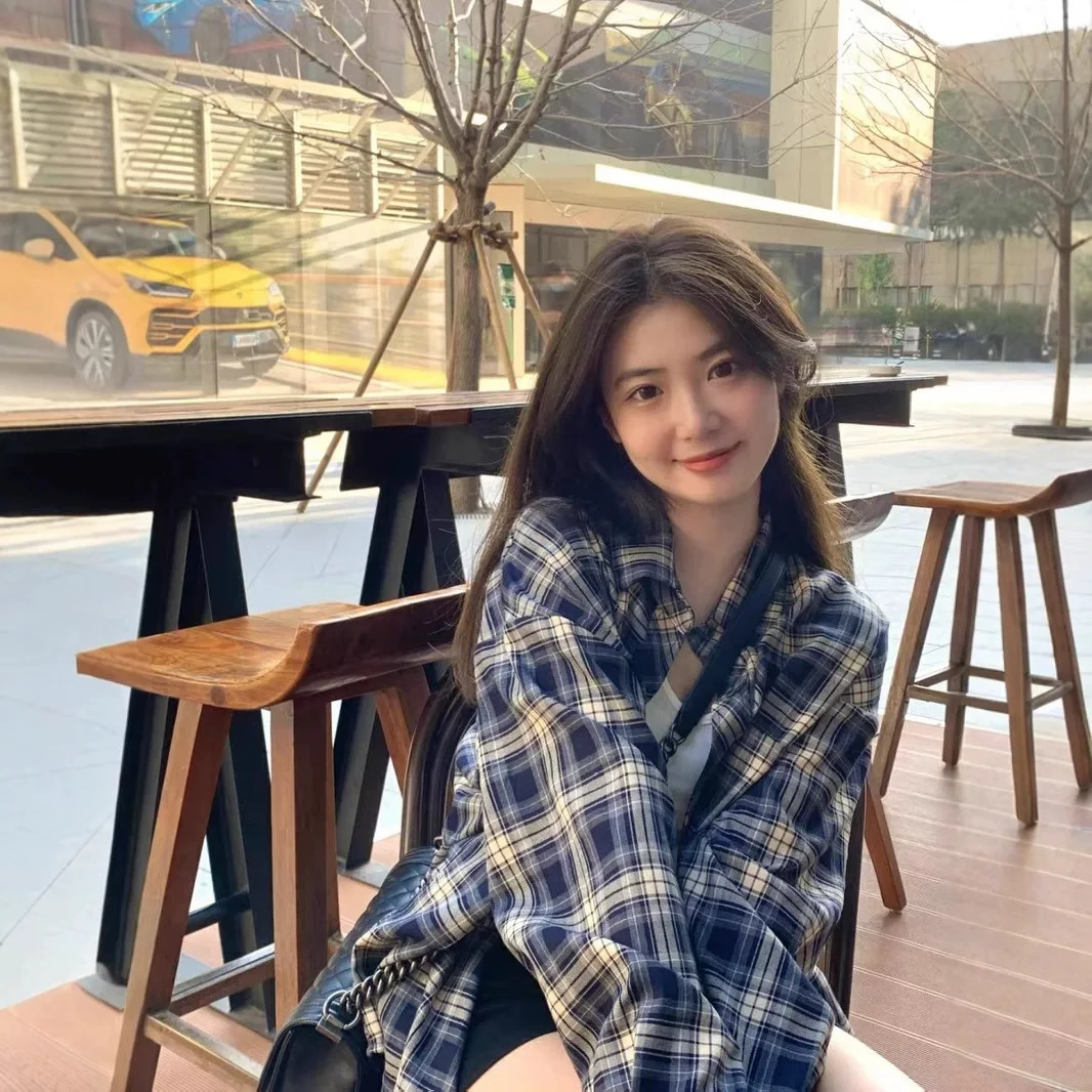 藏蓝色格子美式复古风中长款学院风宽松休闲衬衫