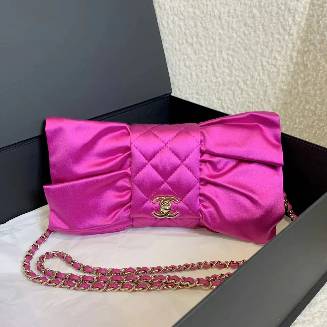 99新 Chanel/香奈儿 23A玫红色蝴蝶结包/20246992/12期/代卖服务
