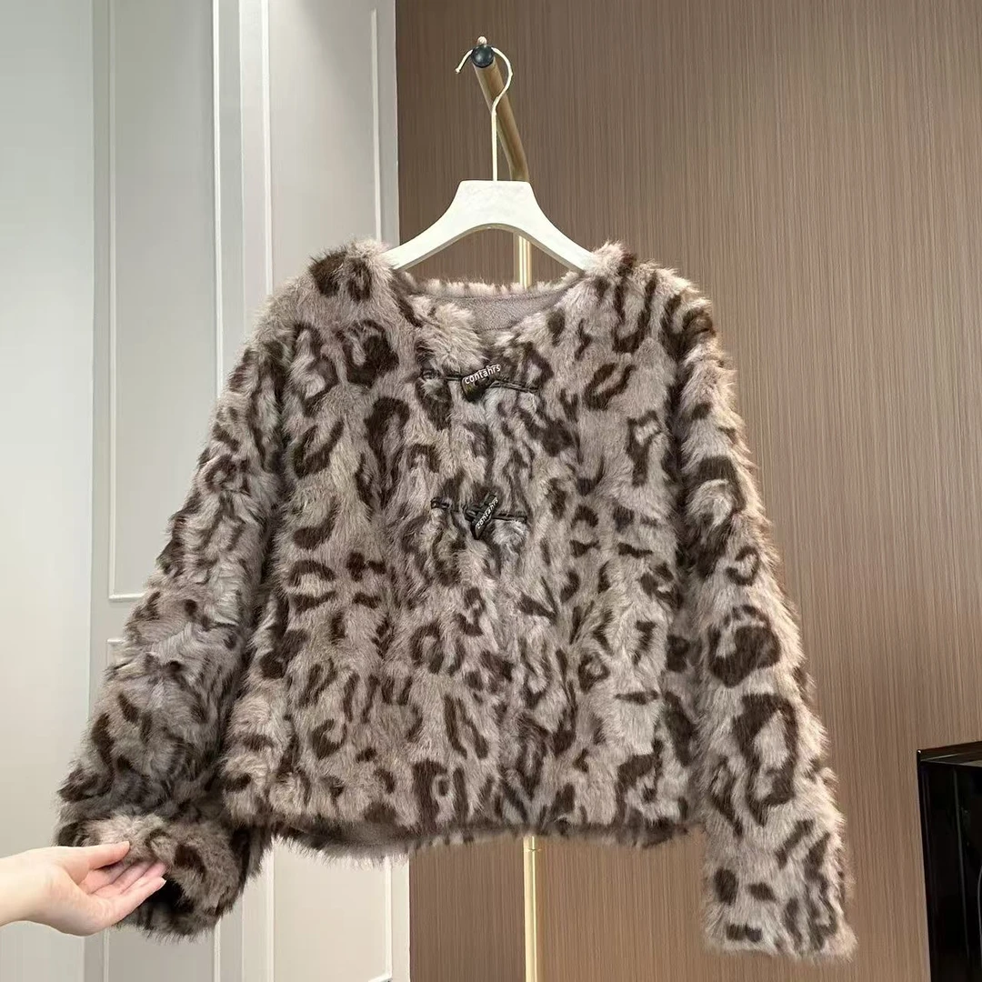WT1115 【冬意豹纹】百搭显贵时髦宽松短外套