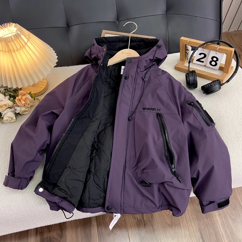 佑妈家童装男女童冬款二棉棉服 中大童潮款夹棉外套 冲锋衣