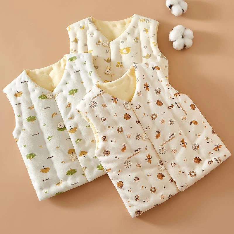 YeeHoO/英氏纯棉花手工马甲婴儿秋冬季儿童加厚保暖坎肩背心