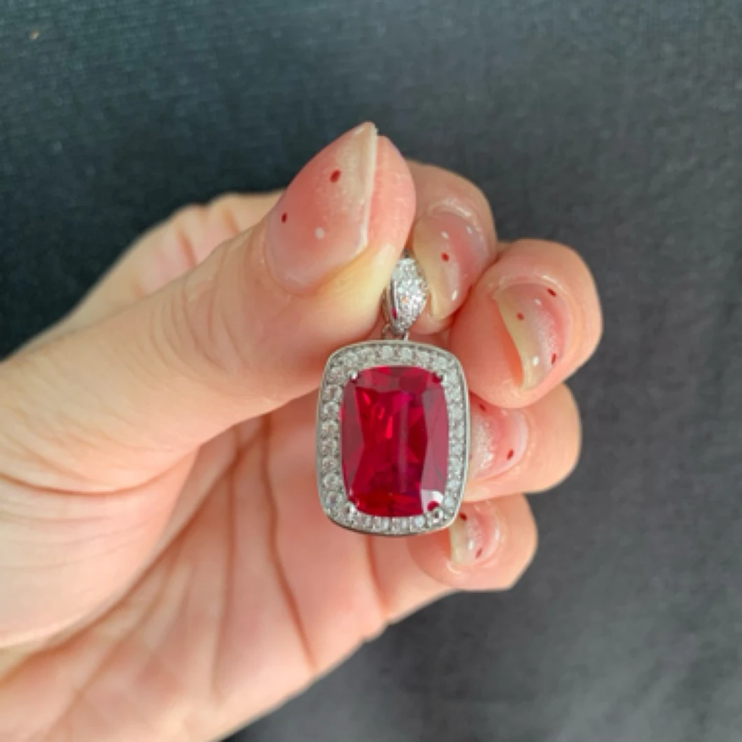 培育红宝石精工培育红宝石吊坠 T方127