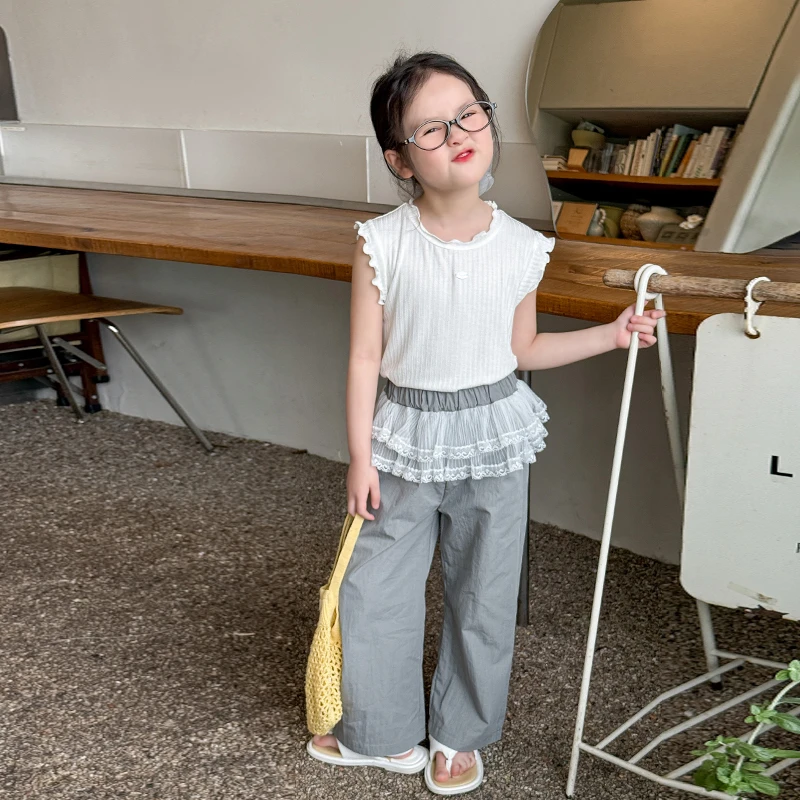 7家童装女童夏套装薄款儿童洋气时髦背心裤子小女孩宝宝衣服儿童