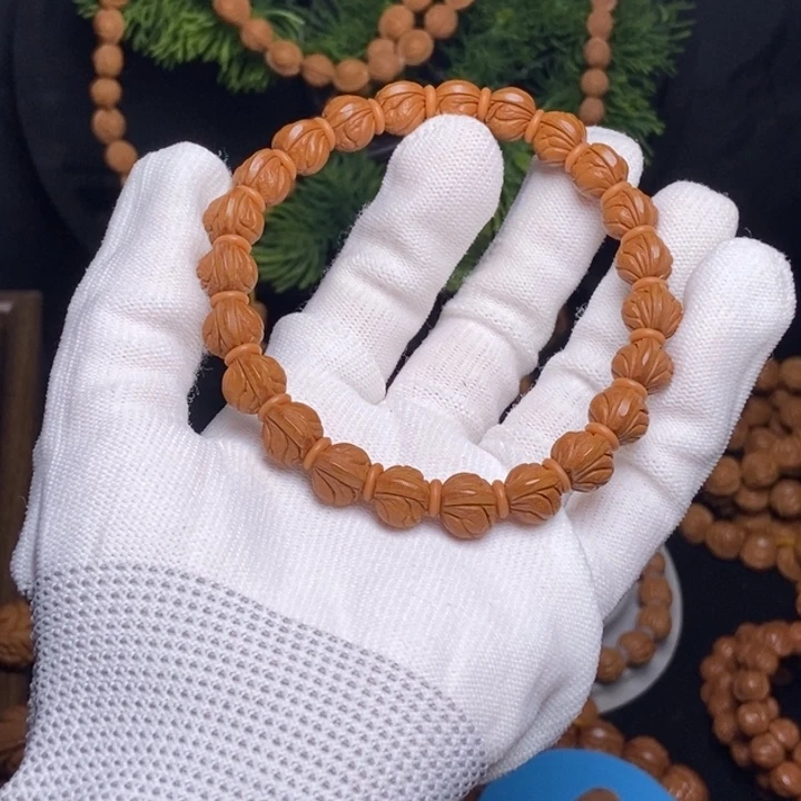 秦岭龙纹野生桃核手串