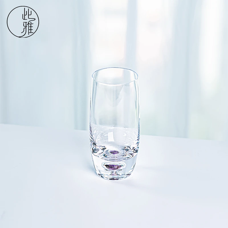 「此雅」高端紫水晶水晶绿茶杯高通家用水杯大容量果汁杯手工无铅
