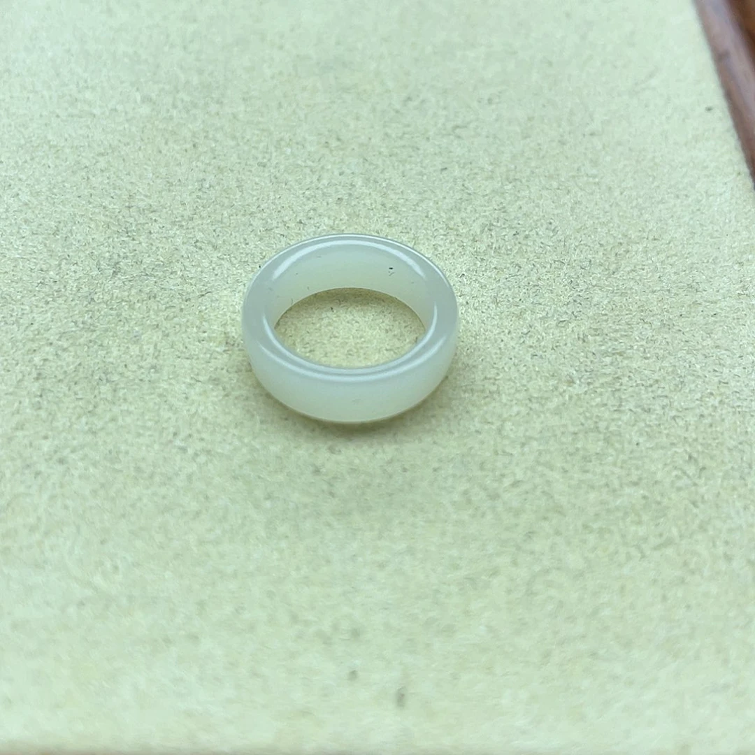 和田玉戒指未镶嵌17冰白跑环卡11mm