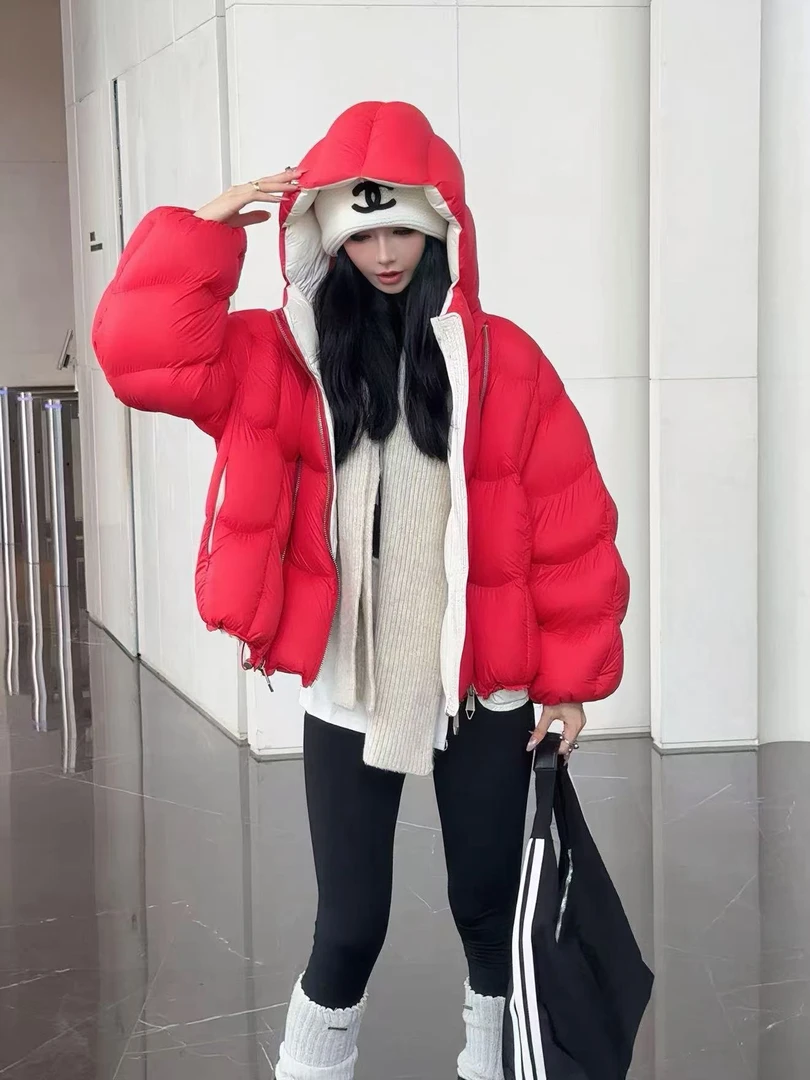 2025新款时尚休闲百搭泡芙款保暖连帽羽绒服H9977
