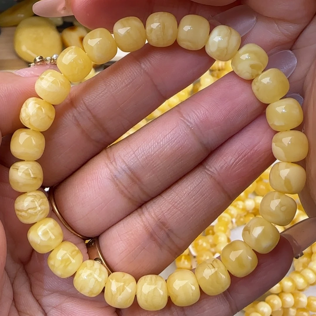 蜜蜡未镶嵌手串虎皮妖花老型手串