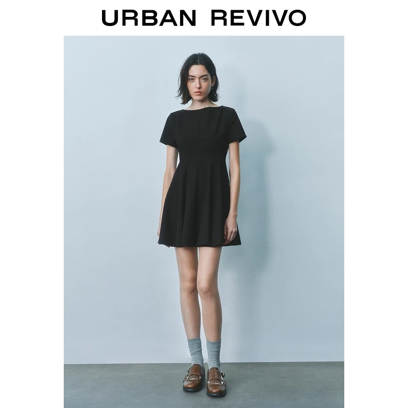 UR2025夏季新款女装摩登气质通勤格雷系短款连衣裙UYY750081