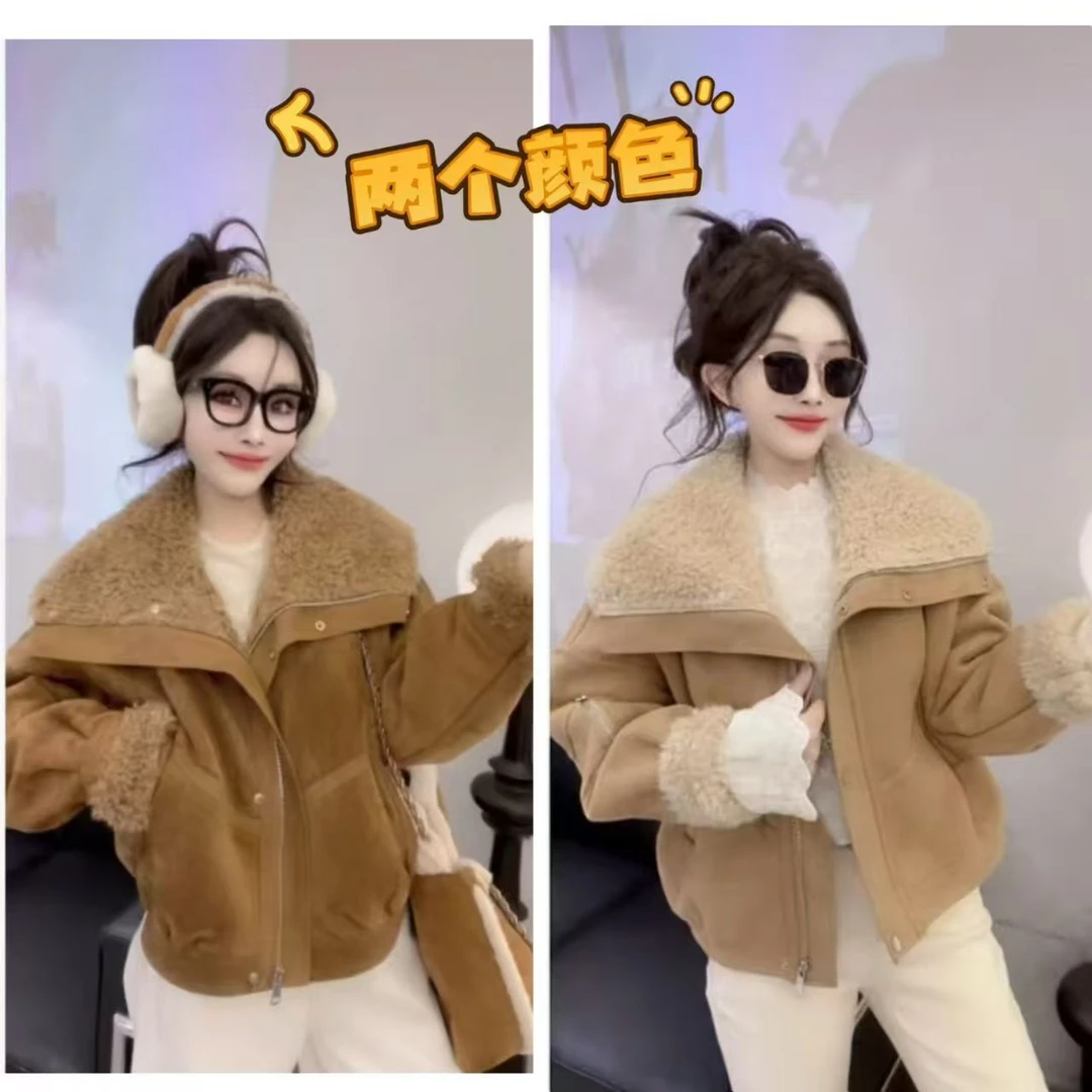 运费补贴+冬季法式冬季新款加厚短外套秋冬翻领加棉加厚一体外套