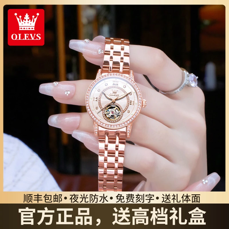 送女友礼物女士手表女款小众轻奢气质镂空机械表正品名表防水女表