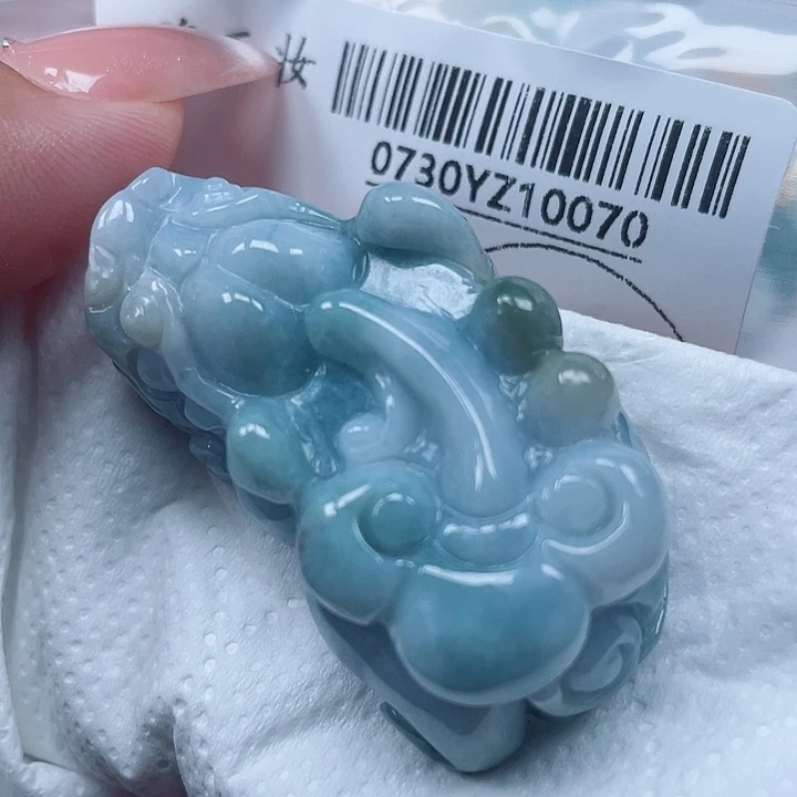 翡翠足银镀金镶嵌吊坠(不含链)