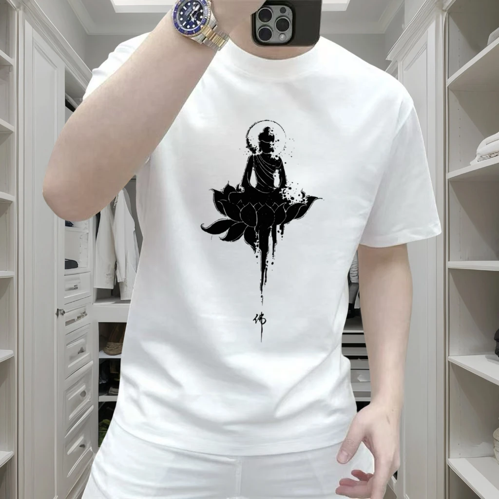 夏季男士短袖T恤修身圆领印花潮流百搭休闲上衣