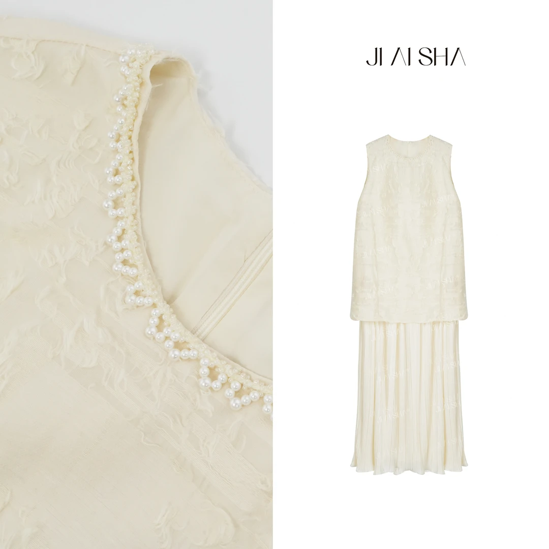 JAS 今屿 天丝棉麻法式提花度假风连衣裙 JAS-AN-9012