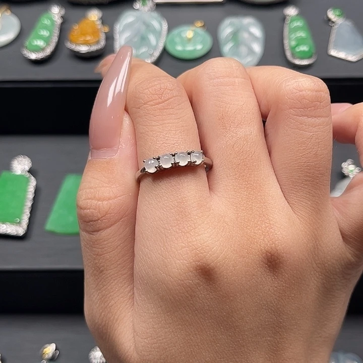 翡翠戒指银S925镶嵌戒圈