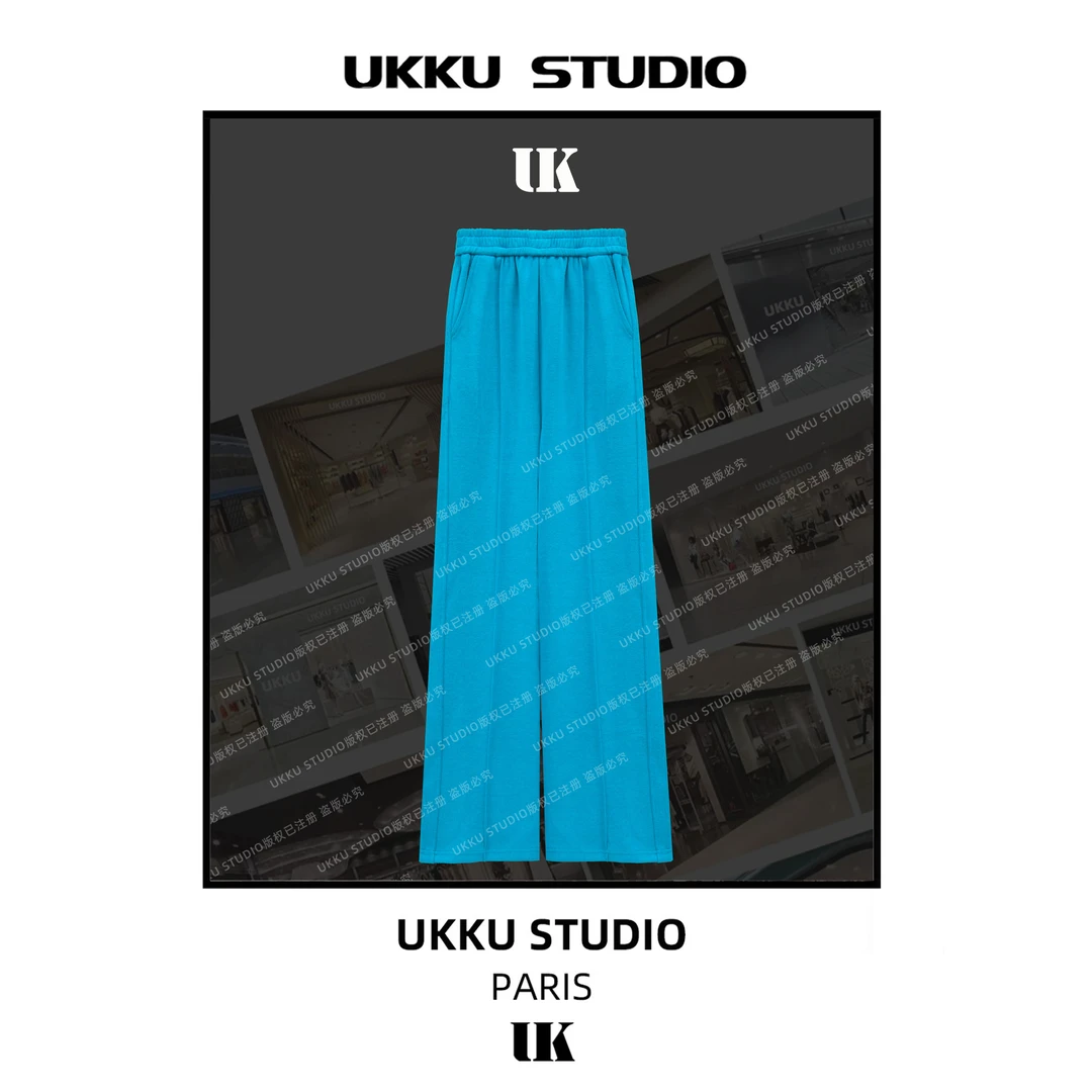 一若【UKKUSTUDIO】网红气质修身时尚蓝色显瘦塑形女神长裤513041