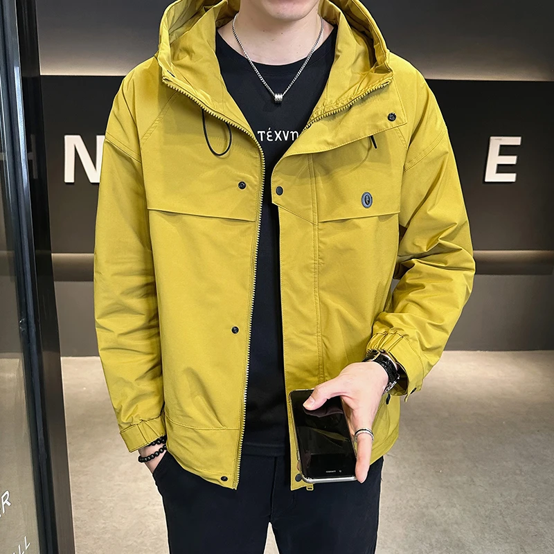 港风春季新款连帽夹克男休闲春装外套男衣休闲男外套男士百搭薄款