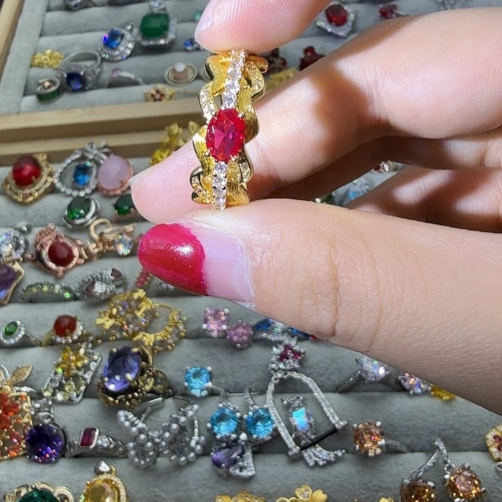 水晶戒指银S925镶嵌