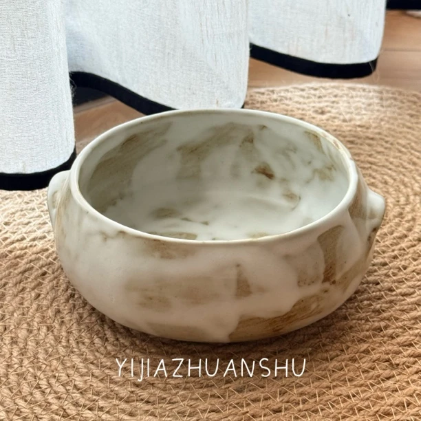 流云啵啵双耳碗蒸蛋碗酸奶碗甜品复古双耳猪猪碗