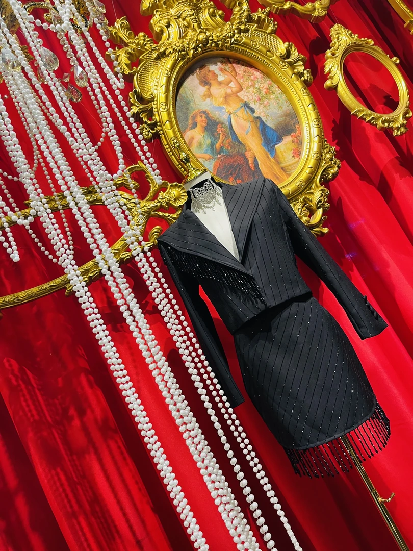 高定系列全身超闪捷克钻拽姐风时尚西装套装